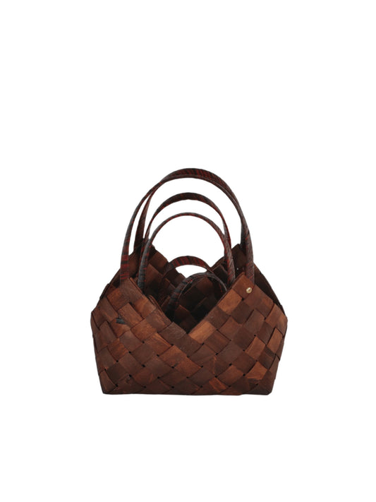 3-Piece Set Dark Brown Bag Basket 12"L x 5"W x 4"H -- 30 Per Case