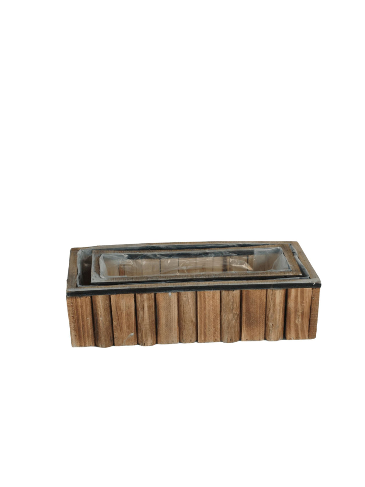 3-Piece Set Round Wooden Box with Plastic Liner 14"L x 6"W x 4"H -- 15 Per Case