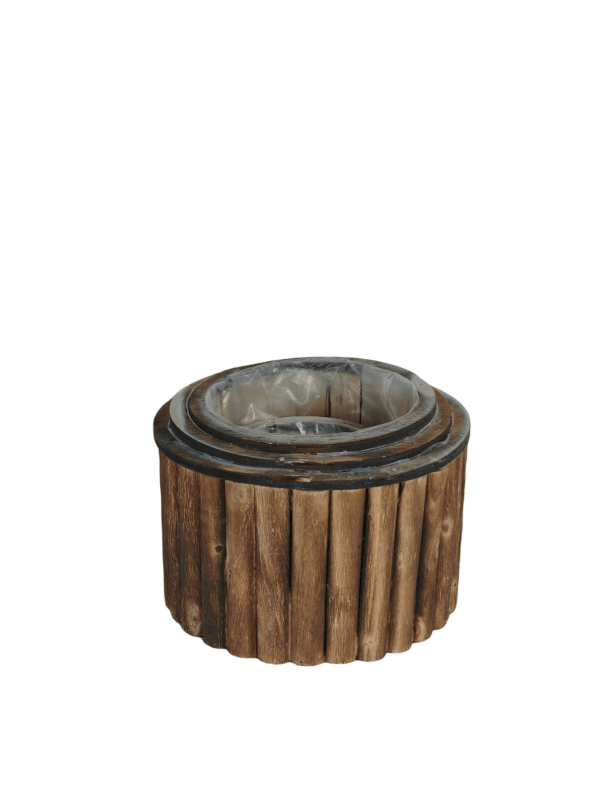 3-Piece Set Round Wooden Box with Plastic Liner 9.5"W x 7"H -- 16 Per Case