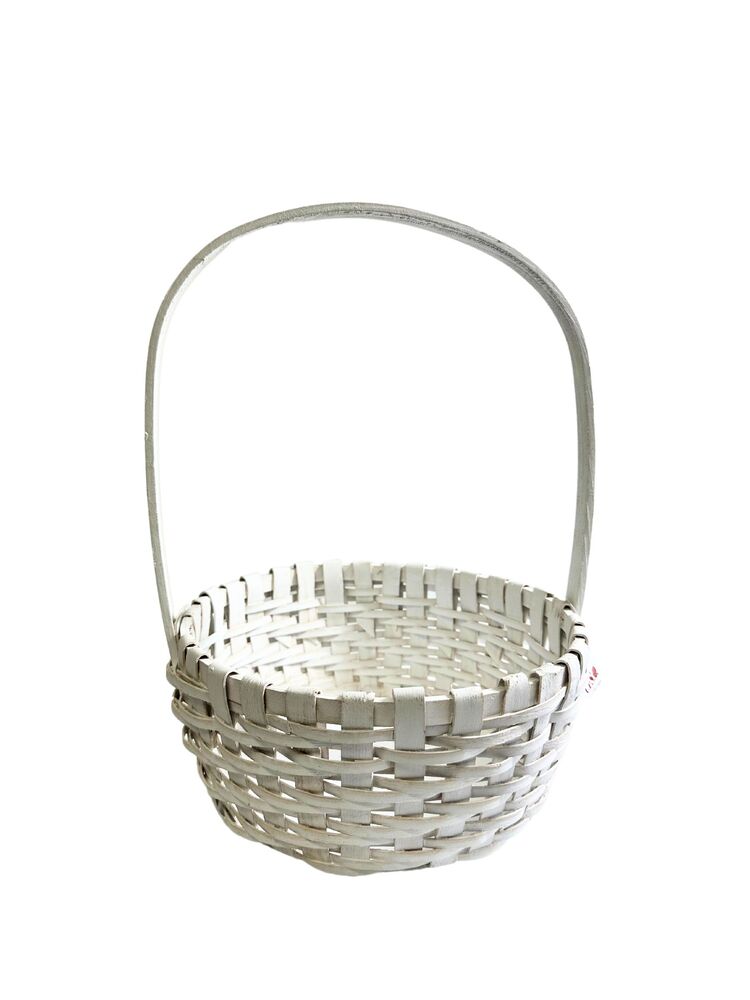 10 Inch White Round Basket with Handle 10"W x 4.5"H -- 60 Per Case