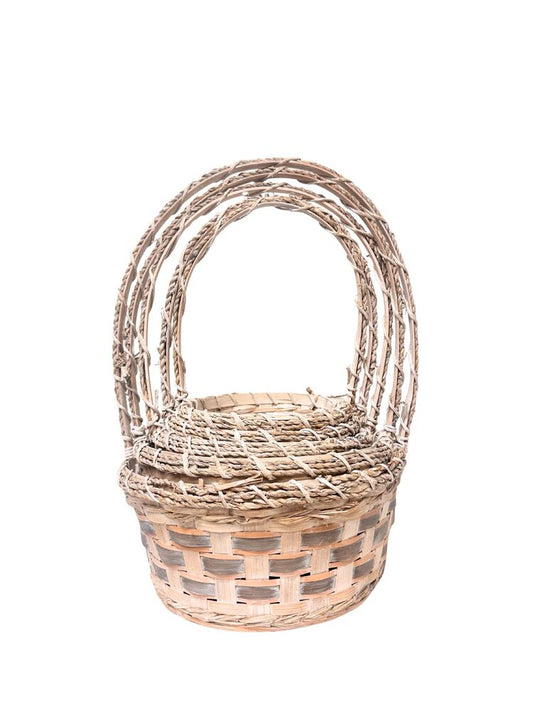 5-Piece Set White Round Basket w/ Plastic Liner 11W x 5H -- 12 Per Case
