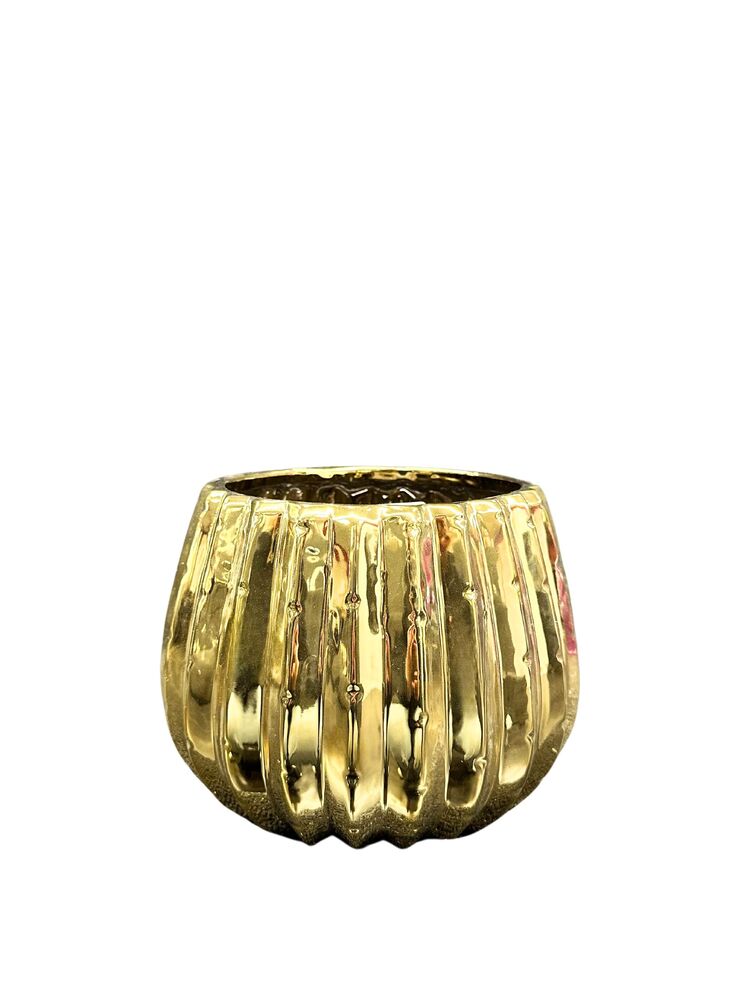 10 Inch Glossy Gold Bowl Ceramic Vase 7W x 10H -- 4 Per Case