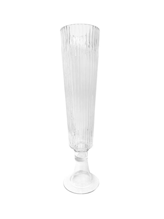 31.5 Inch Clear Ribbed Cup Pedestal Glass Vase 6W x 31.5H -- 2 Per Case