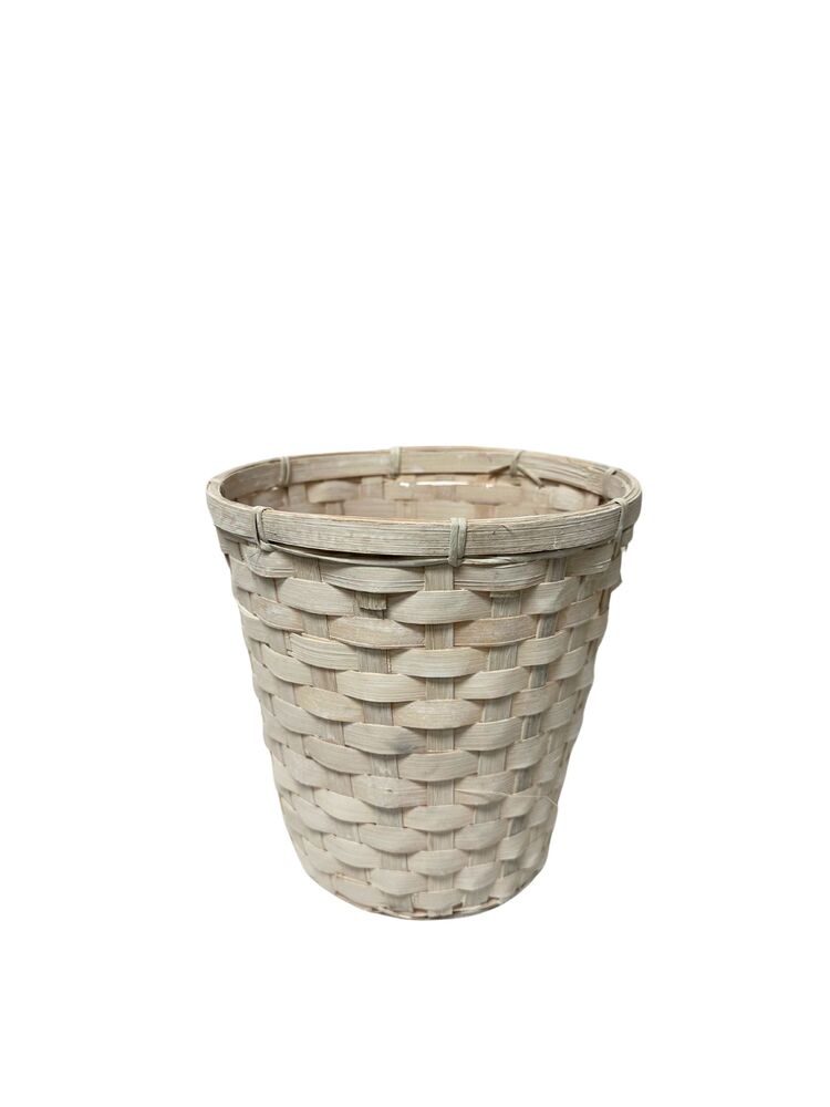 8 Inch White Bucket Basket w/ Plastic Liner 8W x 7H -- 90 Per Case