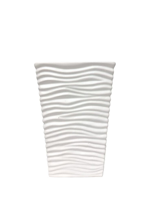 9 Inch White Rectangle Tapered Ceramic Vase 6L x 3.5W x 9H -- 16 Per Case