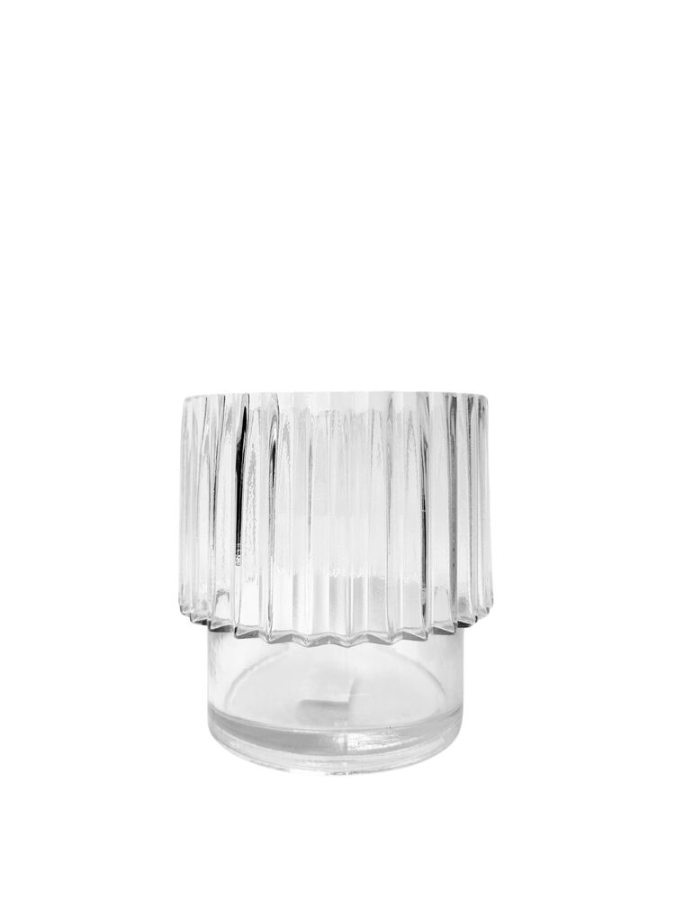 6 Inch Clear Cylinder Ribbed Glass Vase 6