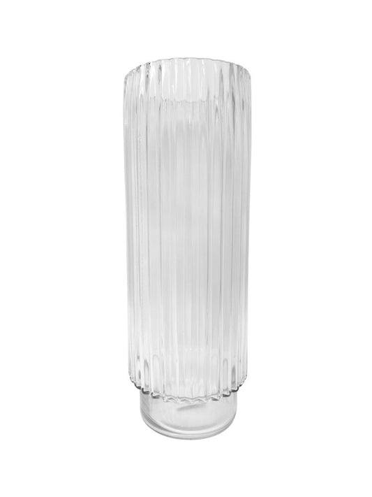 16 Inch Clear Cylinder Ribbed Glass Vase 6W x 16H -- 6 Per Case