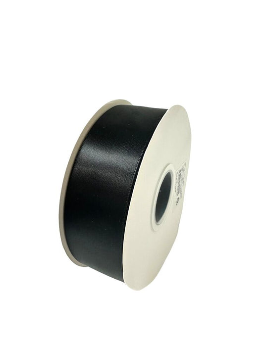 1.5 Inch Polyester Single Satin Ribbon (50 Yards) - Black -- 5 Per Case