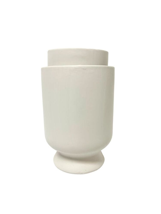 2-Piece Set Matte White Round Flared Bottom Ceramic Vase 6.5W x 9H 5.25W x 6.75H -- 1 Per Case