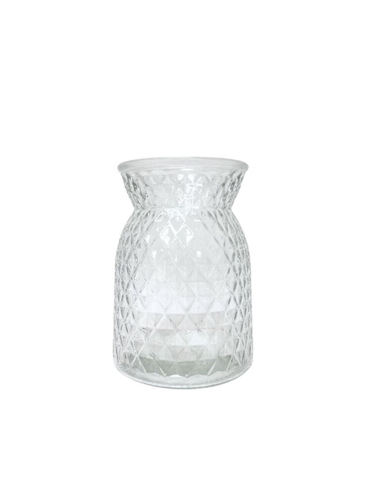6.25 Inch Clear Belly Diamond Glass Vase 4.75â€Dx6.25H -- 12 Per Case