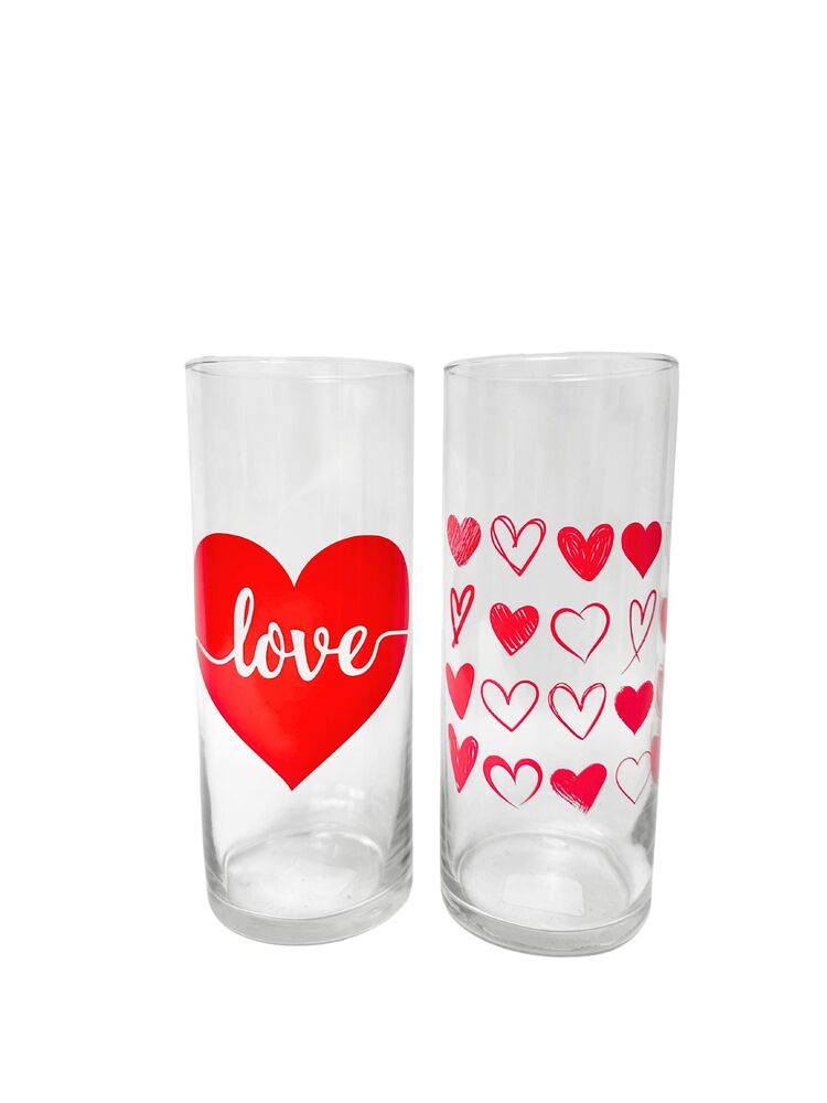 8.5 Inch Assorted Valentines Cylinder Glass Vase 3.5W x 8.5H -- 12 Per Case