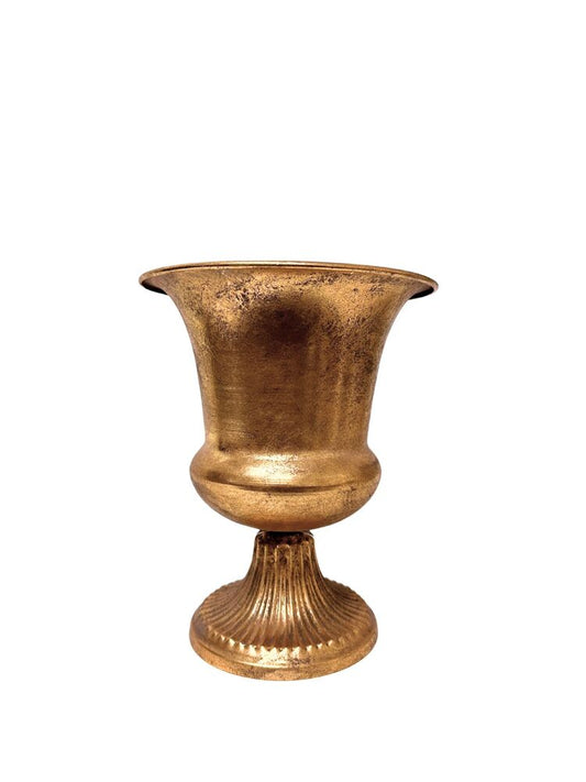 9.5 Inch Gold Urn Metal Planter 8.25W x 9.25H -- 6 Per Case