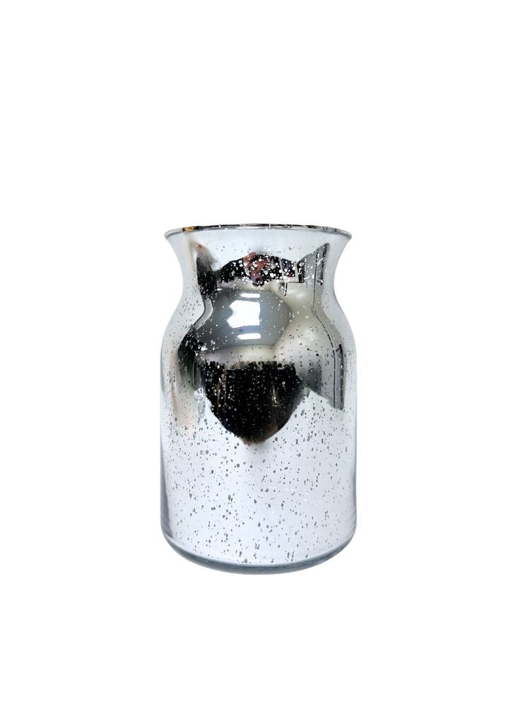 8 Inch Silver Mercury Belly Glass Vase 5.25W x 8H  -- 12 Per Case