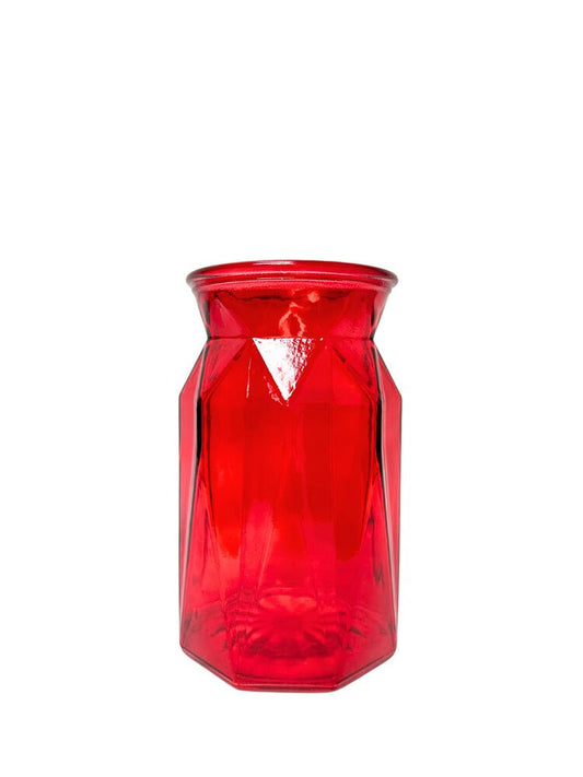 7 Inch Red Pressed Ginger Glass Vase 4W x 7H -- 12 Per Case