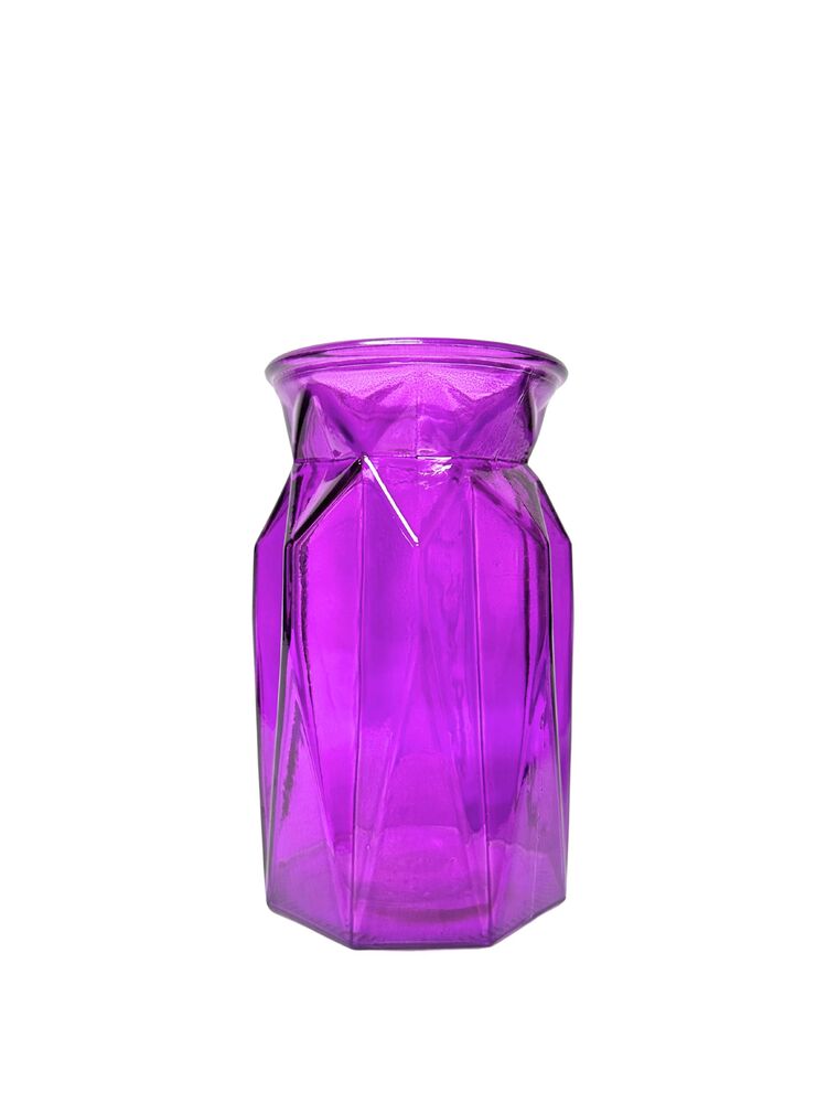 7 Inch Purple Pressed Ginger Glass Vase 4W x 7H -- 12 Per Case