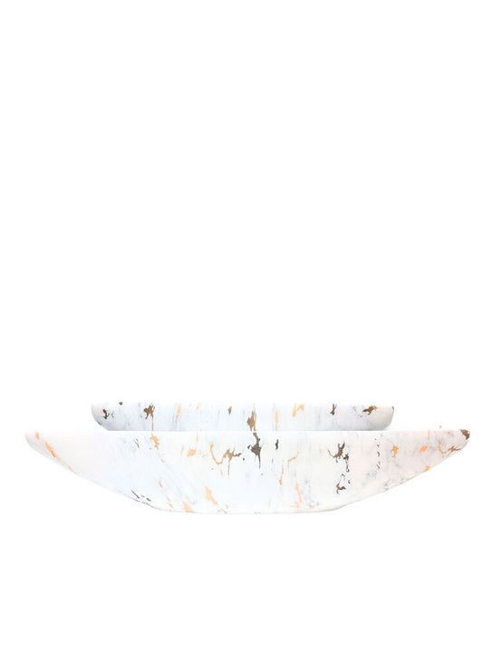 2-Piece Set Marble White Boat Ceramic Vase 26L x 6.75W x 5.5H 18L x 5.25W x 4.25H -- 1 Per Case
