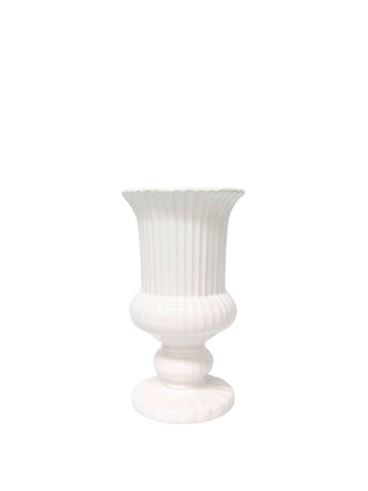 10 Inch White Urn Ceramic Vase 6W x 10H -- 6 Per Case
