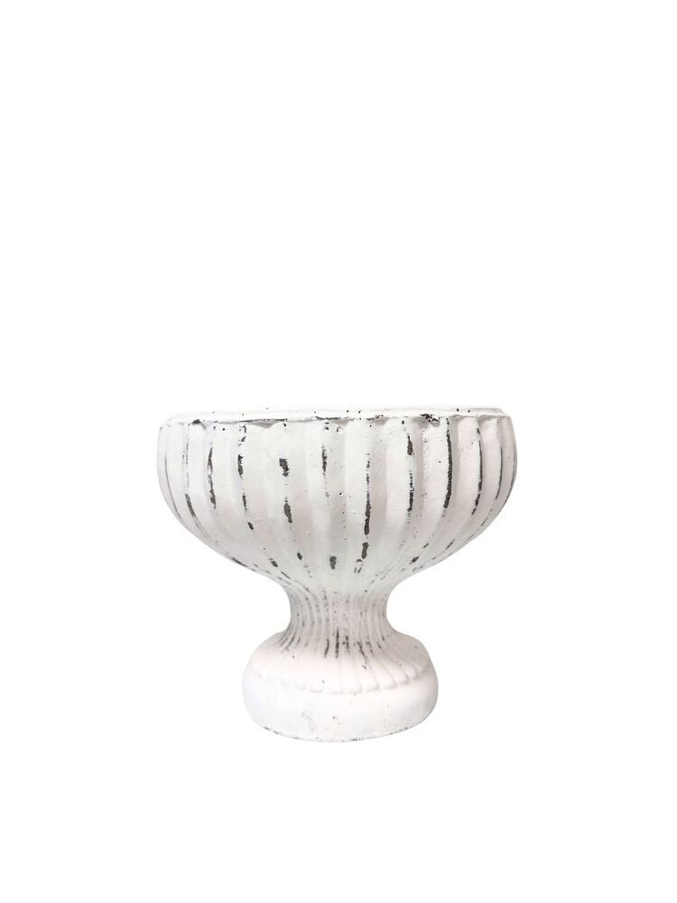 6.25 Inch White Roman Vintage Urn Cement Planter 7.75"W x 6.25"H -- 6 Per Case