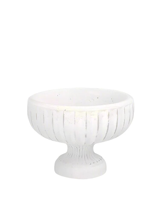 7.5 Inch White Roman Vintage Urn Cement Planter 10.25"W x 7.5"H -- 4 Per Case