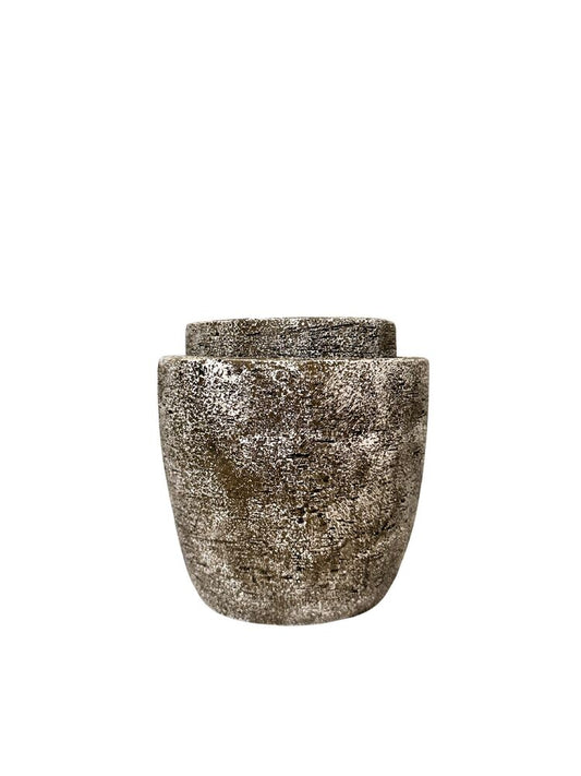 2-Piece Set Moss Green Round Flower Cement Planter 7.25W x 6.25H -- 4 Per Case