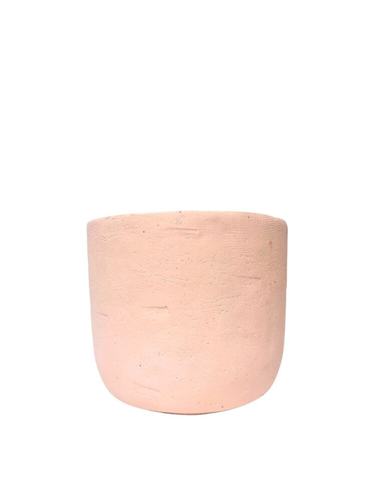 6.25 Inch Peach Round Cement Planter 6.5W x 6.25H -- 6 Per Case