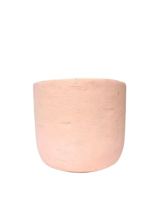 8.25 Inch Peach Round Cement Planter 9W x 8.25H -- 2 Per Case
