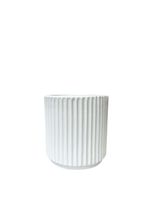 5 Inch White Cylinder Ceramic Vase  5W x 5H -- 24 Per Case