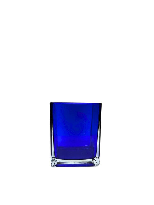 4.5 Inch Blue Square Glass Vase 4W x 4.5H -- 12 Per Case