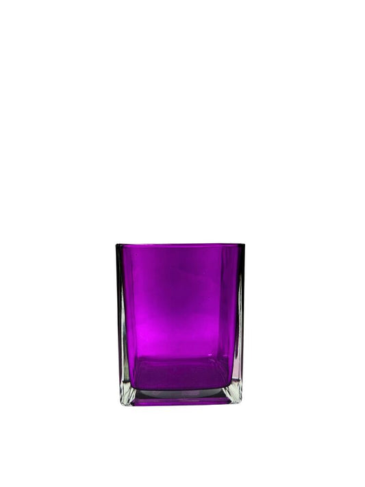 4.5 Inch Purple Square Glass Vase 4W x 4.5H -- 12 Per Case