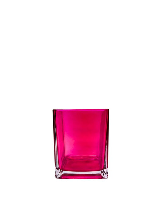 4.5 Inch Pink Square Glass Vase 4W x 4.5H -- 12 Per Case