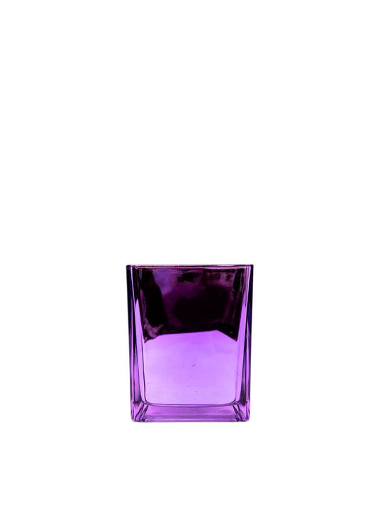 4.5 Inch Purple Square Glass Vase w/ Electroplating Inside 4W x 4.5H -- 12 Per Case