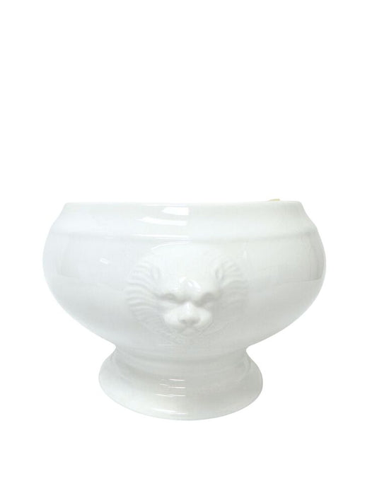 5.5 Inch White Bowl Ceramic Vase w/ Lion Handle 7W x 5.5H -- 8 Per Case
