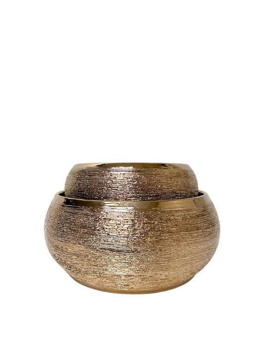 2-Piece Set Gold Bowl Ceramic Vase 11.75W x 5.25H 9.25W x 4H -- 4 Per Case