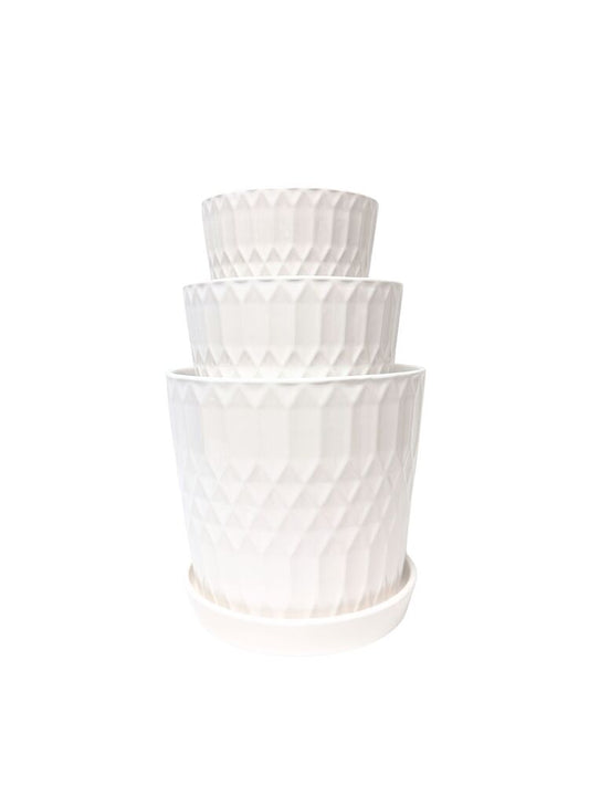 3-Piece Set White Round Ceramic Vase 8W x 7.75H -- 4 Per Case