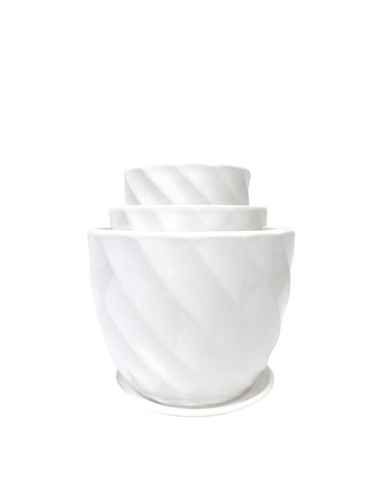 3-Piece Set White Round Ceramic Vase 8W x 7H -- 4 Per Case