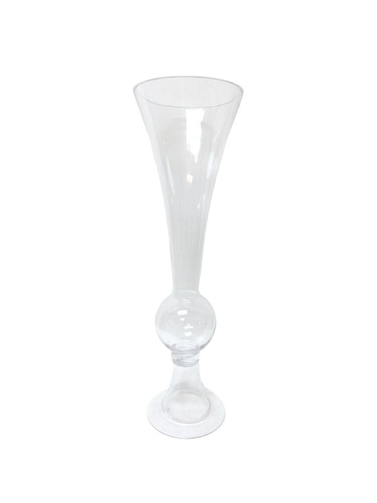 24 Inch Clear Trumpet Pedestal Glass Vase 7.5W x 24H -- 4 Per Case