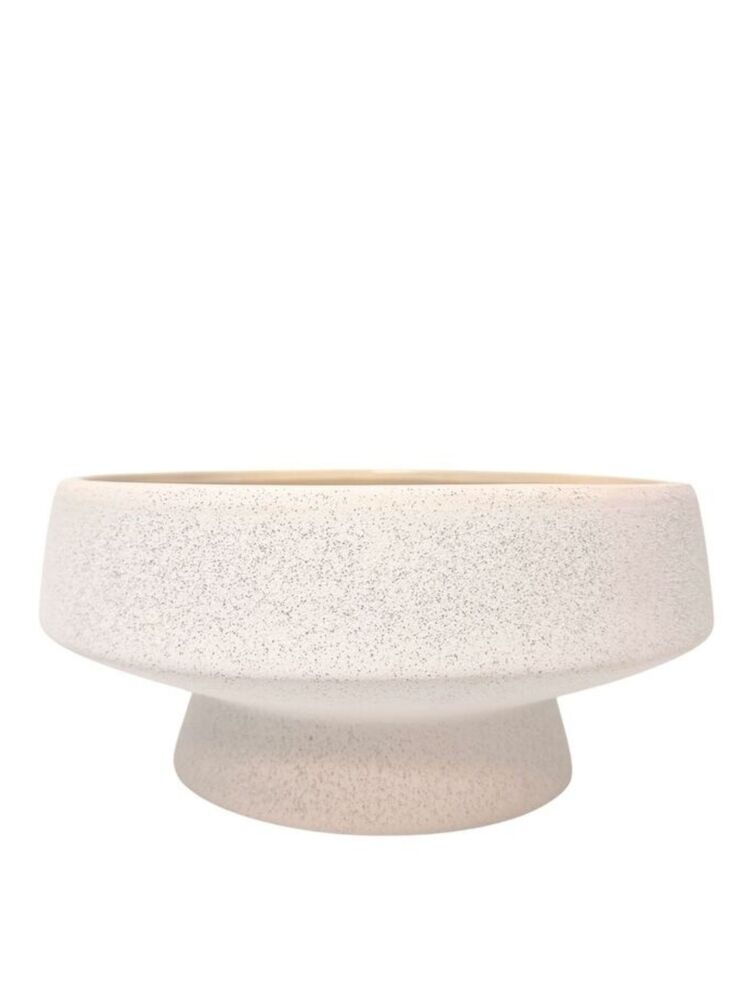 6 Inch Sand Finish Off White Footed Bowl Ceramic Vase 12"W x 6"H -- 1 Per Case