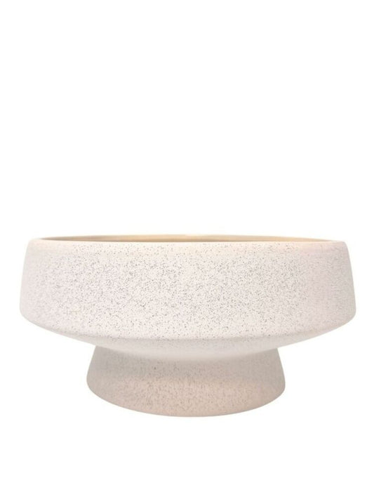 6 Inch Sand Finish Off White Footed Bowl Ceramic Vase 12"W x 6"H -- 1 Per Case