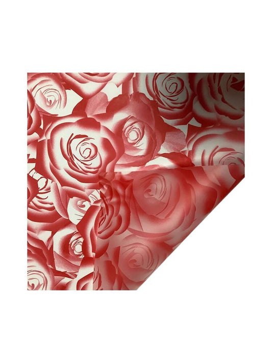 Red Rose Pattern Flower Wrapping Paper -- 1 Per Case