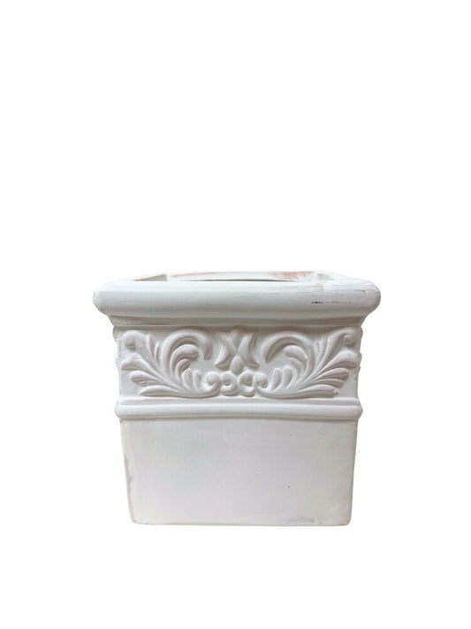 4.75 Inch White Square Ceramic Vase 5W x 4.75H -- 24 Per Case