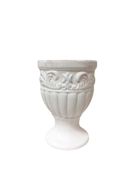 6.25 Inch White Urn Ceramic Vase 4.25W x 6.25H -- 24 Per Case