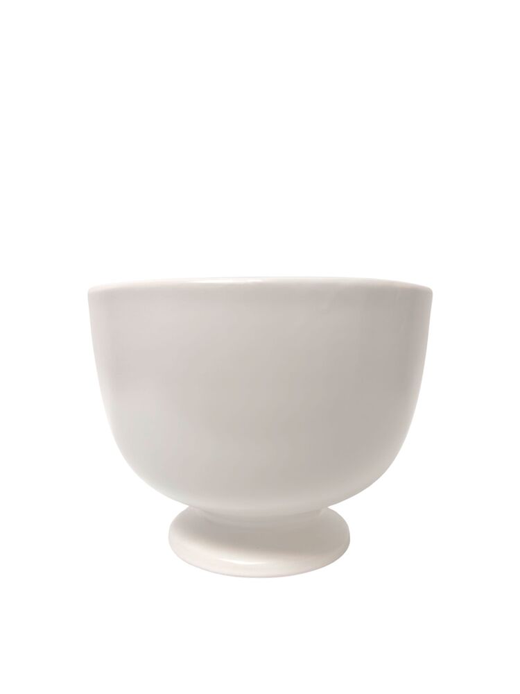 6.5 Inch White Round Pedestal Ceramic Vase 7.5W x 6.5H -- 4 Per Case