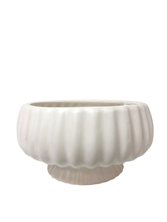 6.5 Inch Off-White Bowl Ceramic Vase 12W x 6.5H -- 1 Per Case
