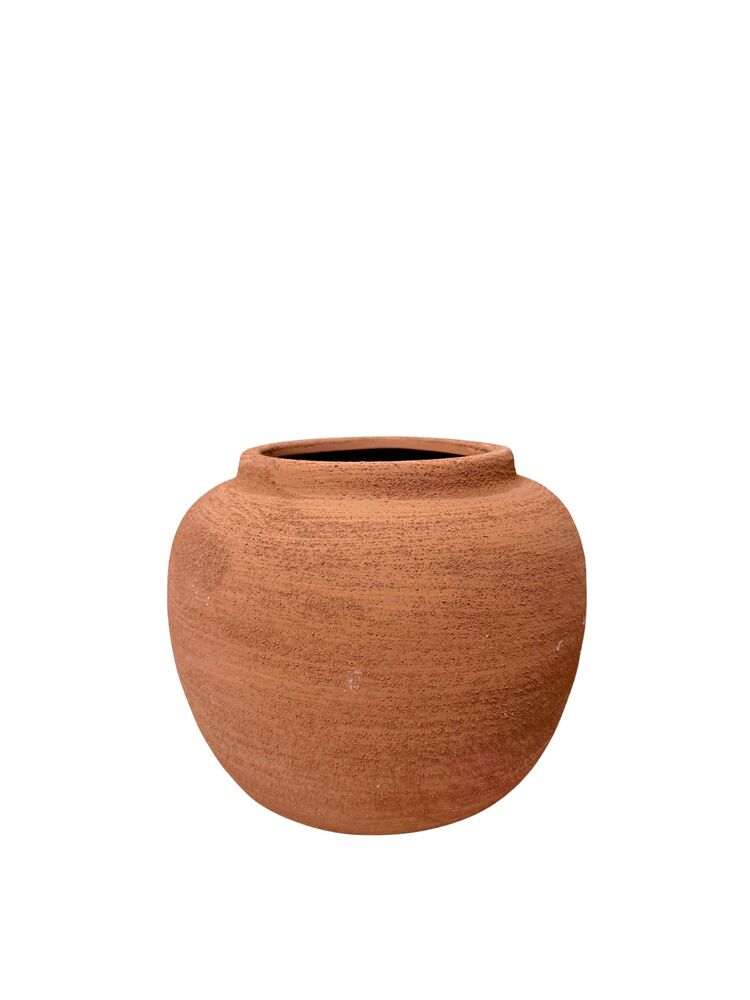 6.5 Inch Beige Round Ceramic Vase 7.75W x 6.5H -- 4 Per Case