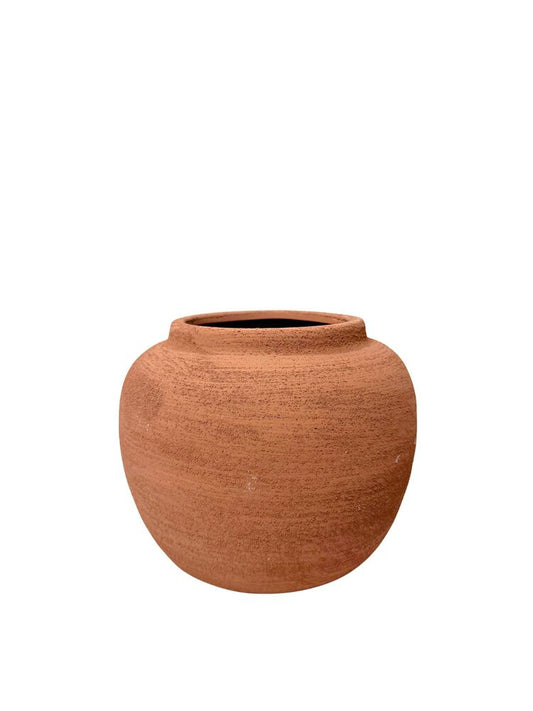 6.5 Inch Beige Round Ceramic Vase 7.75W x 6.5H -- 4 Per Case