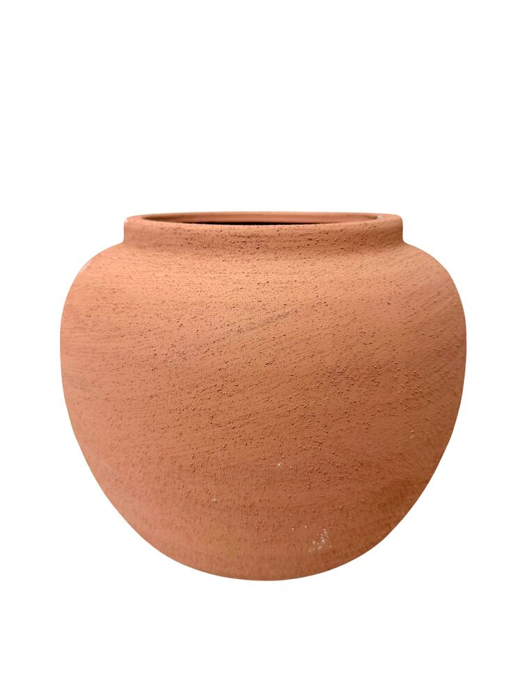 7.5 Inch Beige Round Ceramic Vase 9.75W x 7.5H -- 2 Per Case