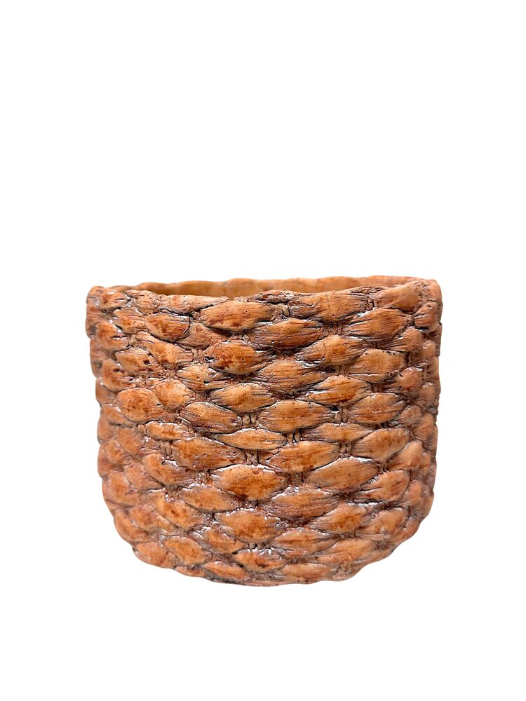 6.5 Inch Amber Washed Round Terracotta Vase 8.75W x 6.5H -- 4 Per Case