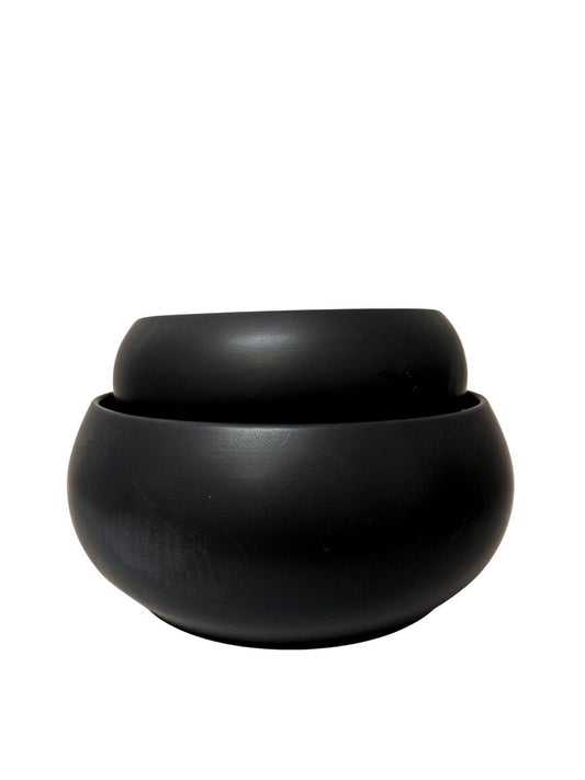 2-Piece Set Black Stoneware Fishbowl Ceramic Vase 11.75W x 5.25H 9.25W x 4H -- 4 Per Case