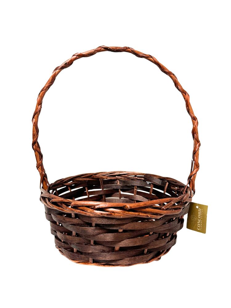 10 Inch Brown Round Basket with Handle 10"W x 4"H -- 60 Per Case