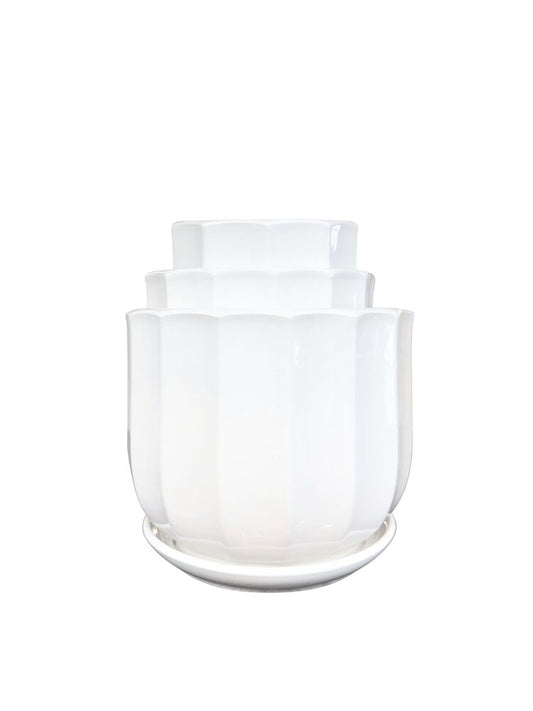 3-Piece Set White Round Ceramic Vase 8.5W x 8H 7W x 6.25H 5.5W x 5H -- 4 Per Case